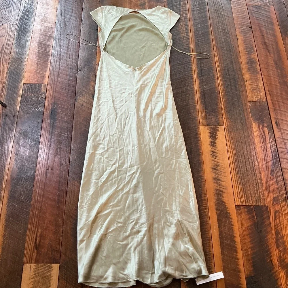 Reformation Niamh Silk Maxi Dress Green 12 NWT - Picture 11 of 12